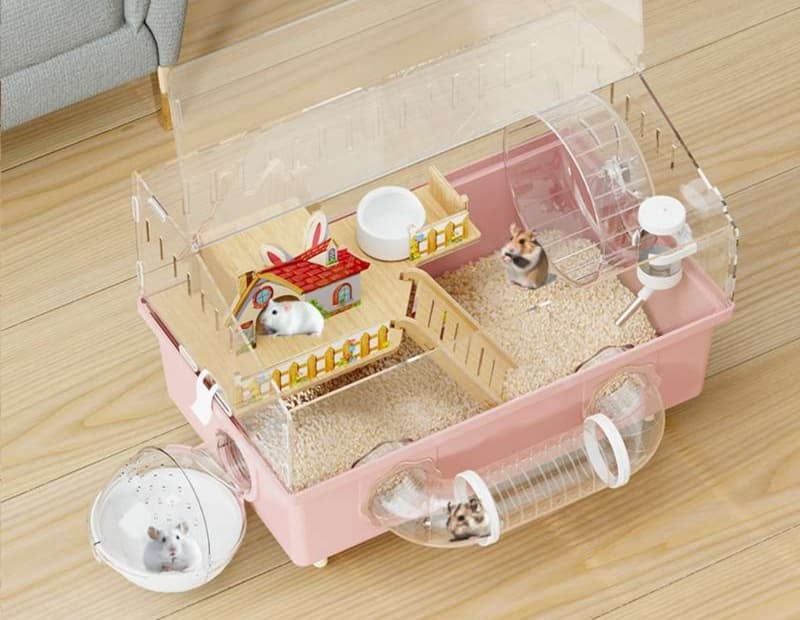 ハムスターケージ 全景透明ハムスター城 豪華二階建てケージ