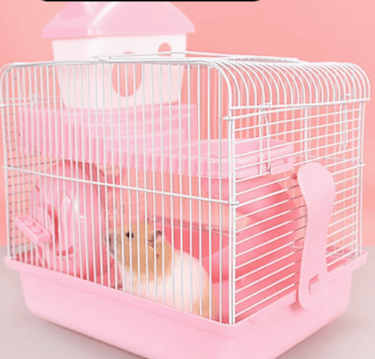 シンプル木製ハウス付きハムスターケージ