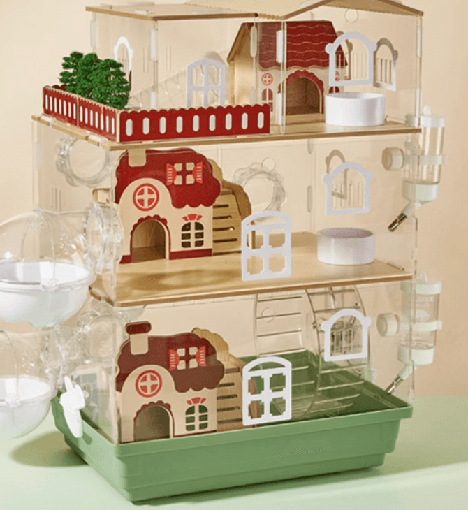 ハムスターケージ 二階建てナチュラルアクリルハウス