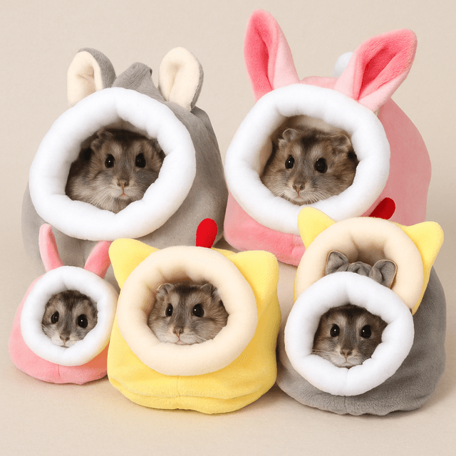 ハムスターケージ 小動物用ふわふわ耳付き保温ハウス