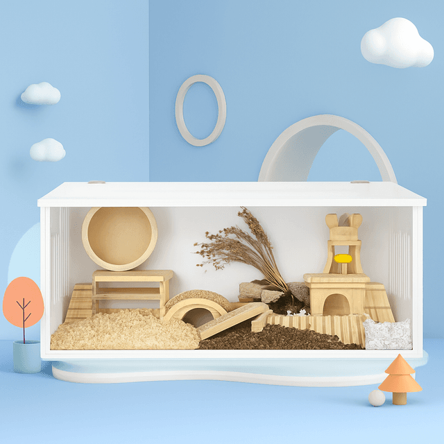 ハムスターケージ 透明上開き式プラスチック製ハムスター飼育箱