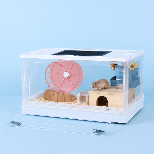 ハムスターケージ 透明回し車付き折りたたみ式飼育箱