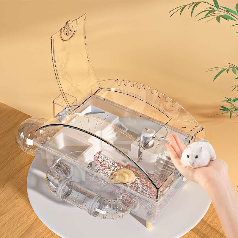 超大型トンネル付きアクリルハムスターケージ