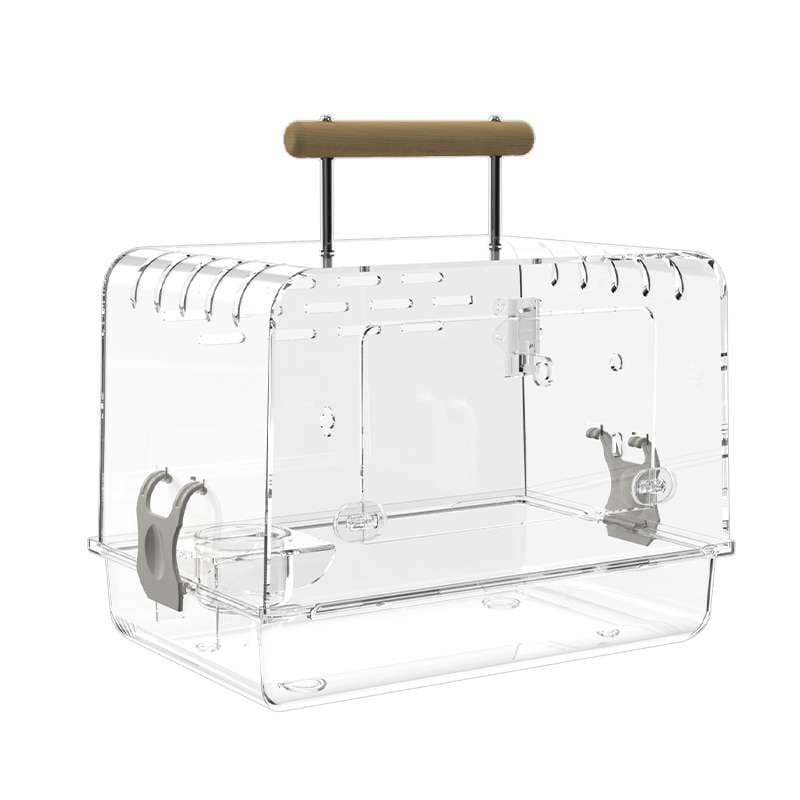 ハムスターケージ 木製ハンドル付き通気アクリルゲージ