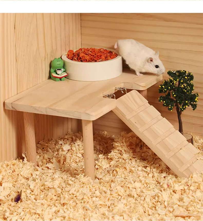 ハムスターケージ 天然木製ステージ ハウス
