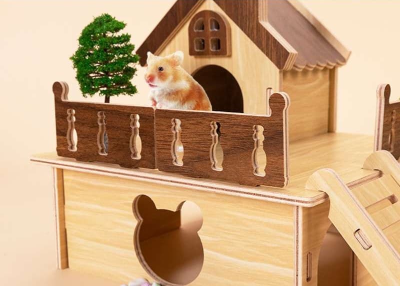 ハムスターケージ 木製二階建てハムスターの別荘ハウス