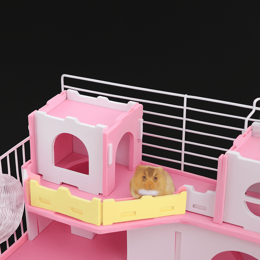 ハムスターケージ 二階建てお城デザイン豪華飼育ケージセット