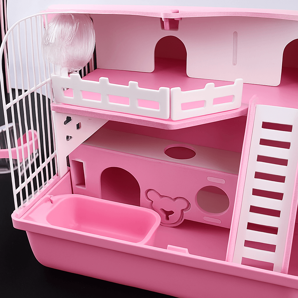 ハムスターケージ 二階建てお城デザイン豪華飼育ケージセット