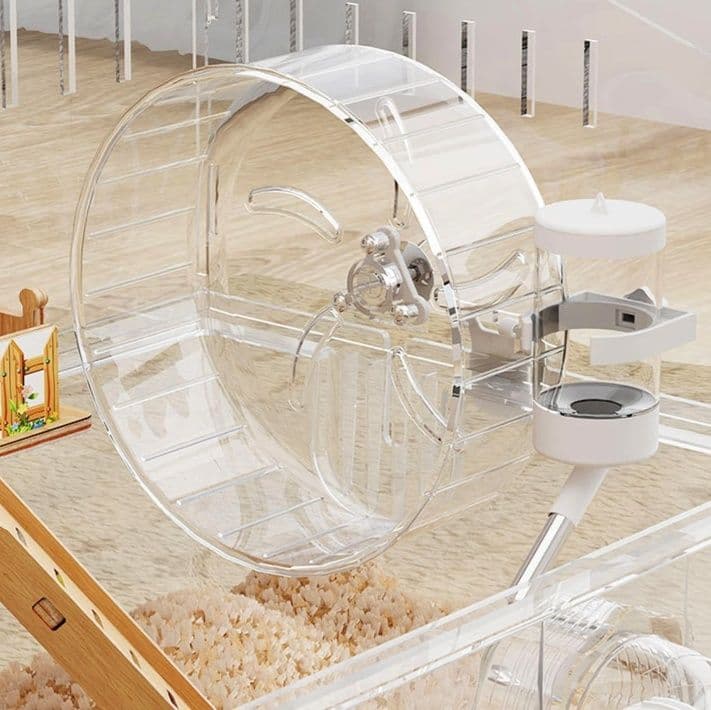 二階建て木製別荘付き透明ハムスターケージ